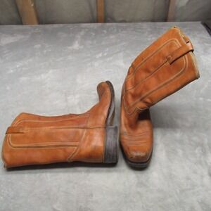 Dingo Boots Mens 9.5 B Tan Leather Western Cowboy Square Toe Riding USA VTG